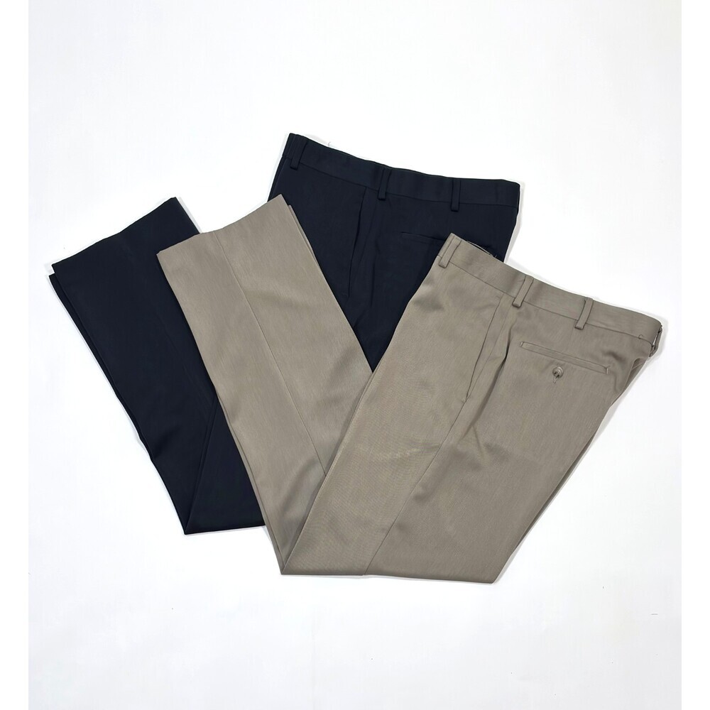 Axist 2 Pairs Men Dress Pants Slacks Navy Khaki - 34x34